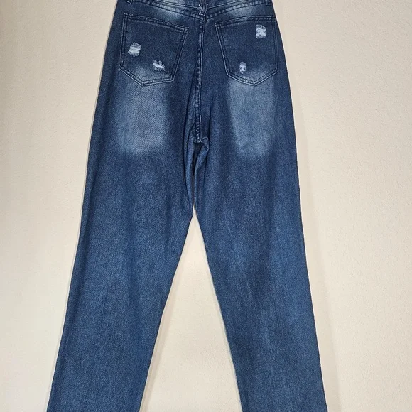 Misslook Jeans Womens Small Blue Distressed Ripped Straight Leg Denim Pants - Picture 5 of 5